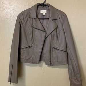 Forever21 Taupe Leather Moto Jacket